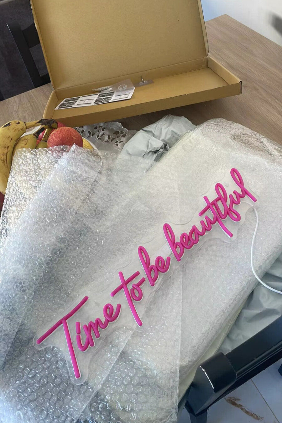 Time To Be Beautiful Neon Sign -Hair Dresser Beauty Salon Nails Lips Light LED