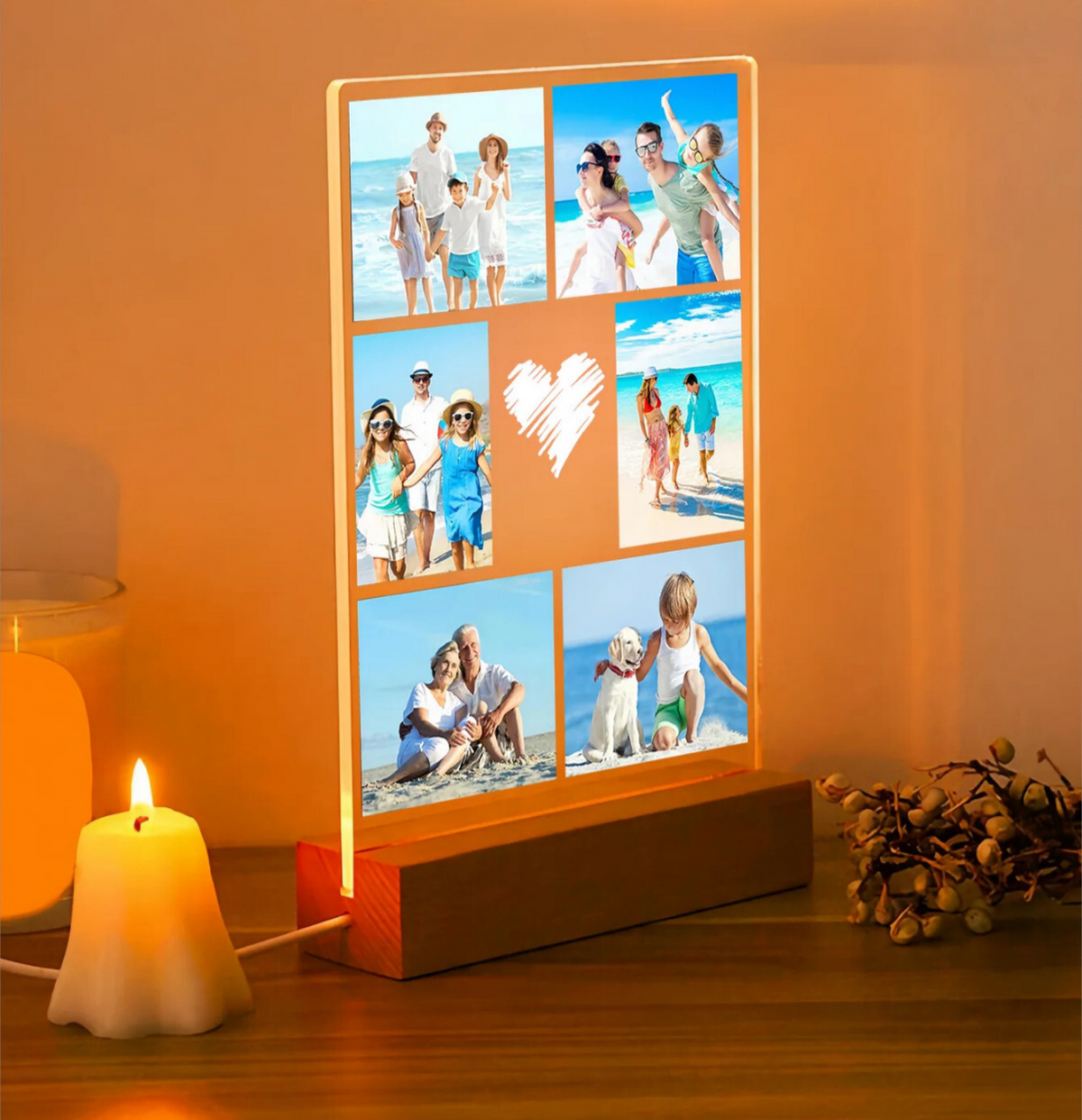 Personalised Photo Frame - LED Light Up - Anniversary Boyfriend GF Birthday Gift