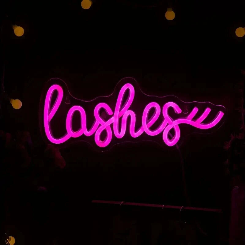 Lashes Neon Sign - Hair Dresser Beauty Salon Lips Beautician Make up Light LED