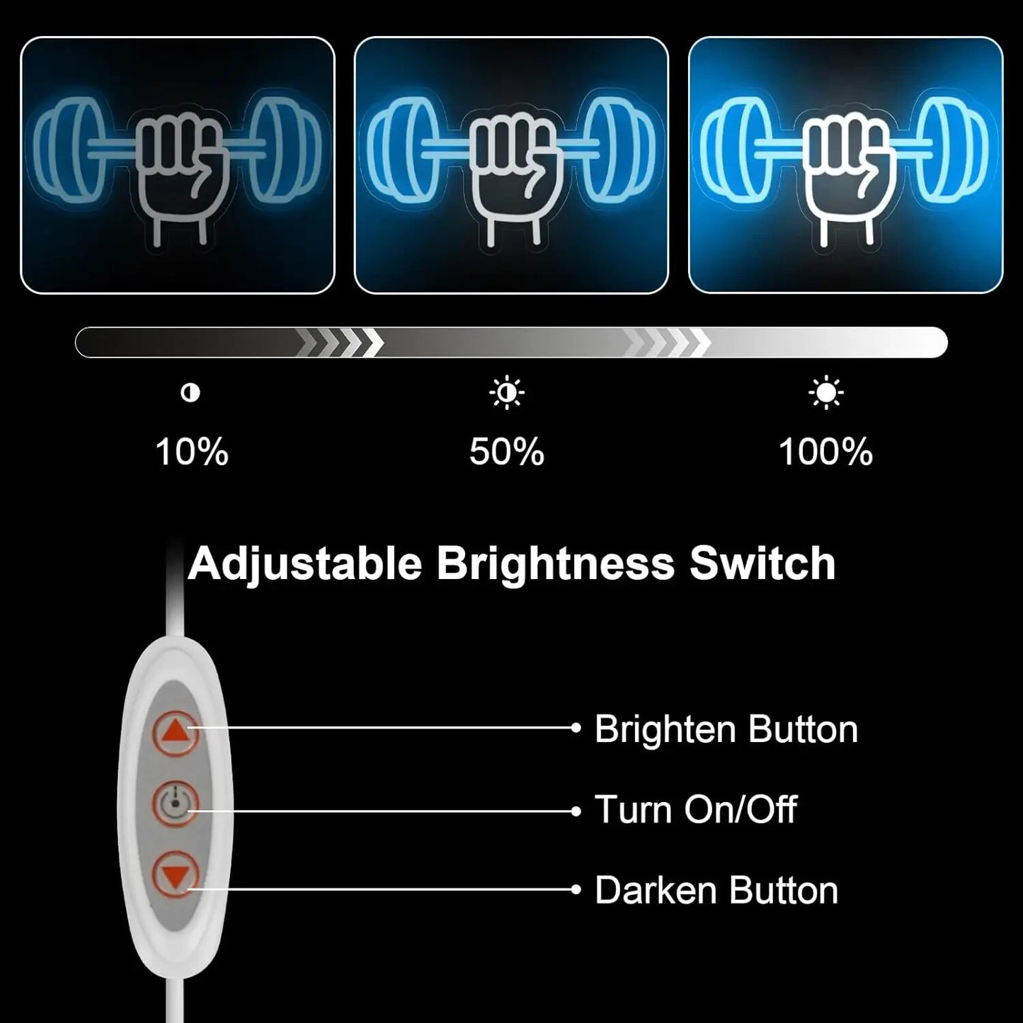 Gym Dumbbell Neon Sign - LED Weightlifting Light – Fitness Barbell USB Powered