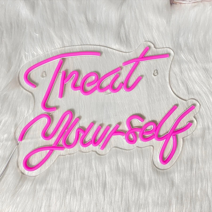 Treat Yourself Neon Sign -Hair Dresser Beauty Salon Nails Lips Light LED