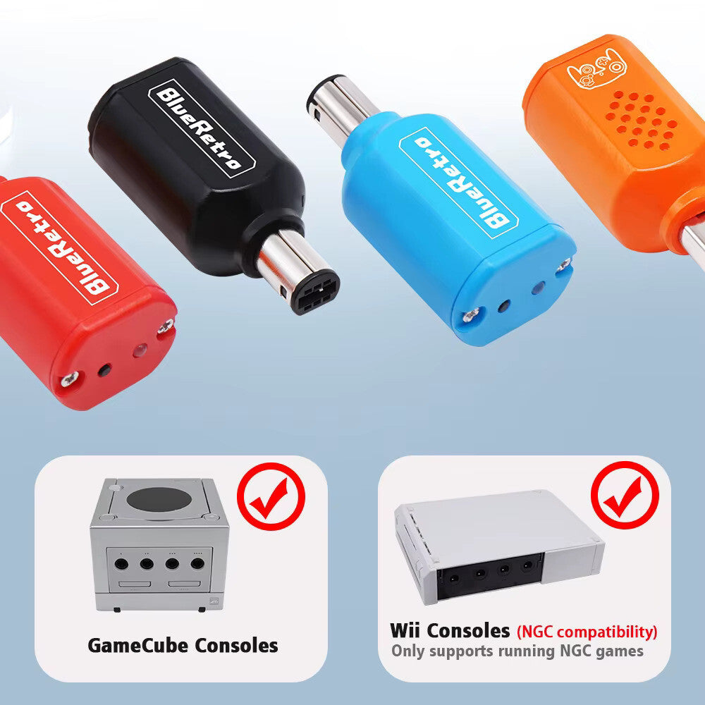 Wireless Bluetooth Receiver - Nintendo Gamecube - (Black) Blue Retro