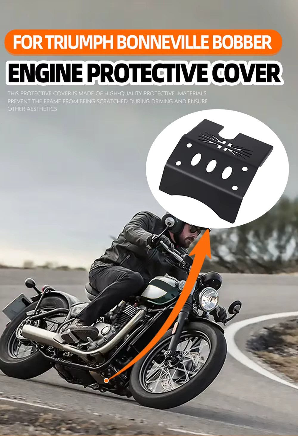 Engine Protector Guard Cover Skid Plate For Triumph Bonneville Bobber T100 17UP