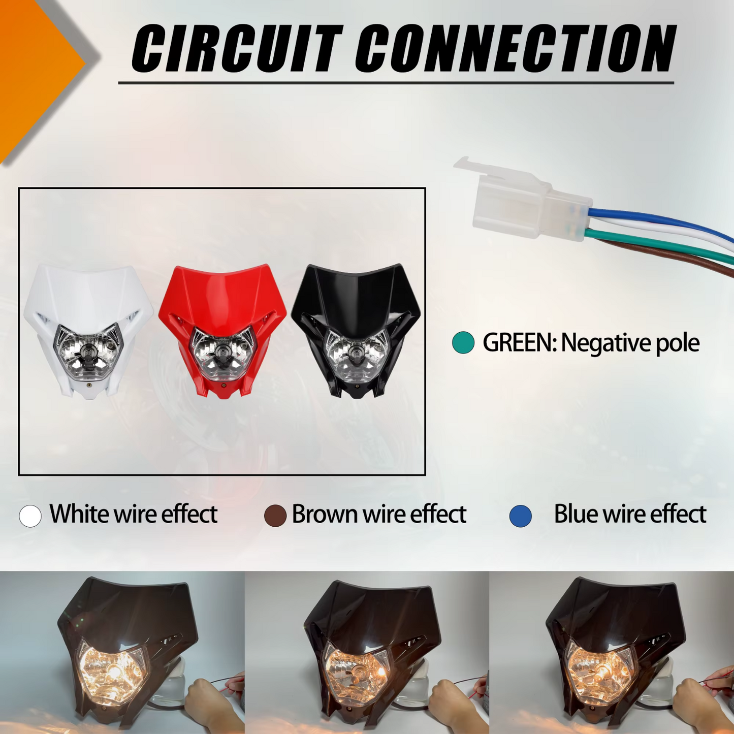 Universal Supermoto Enduro Headlight - For Honda Suzuki Yamaha Motorcycle Red