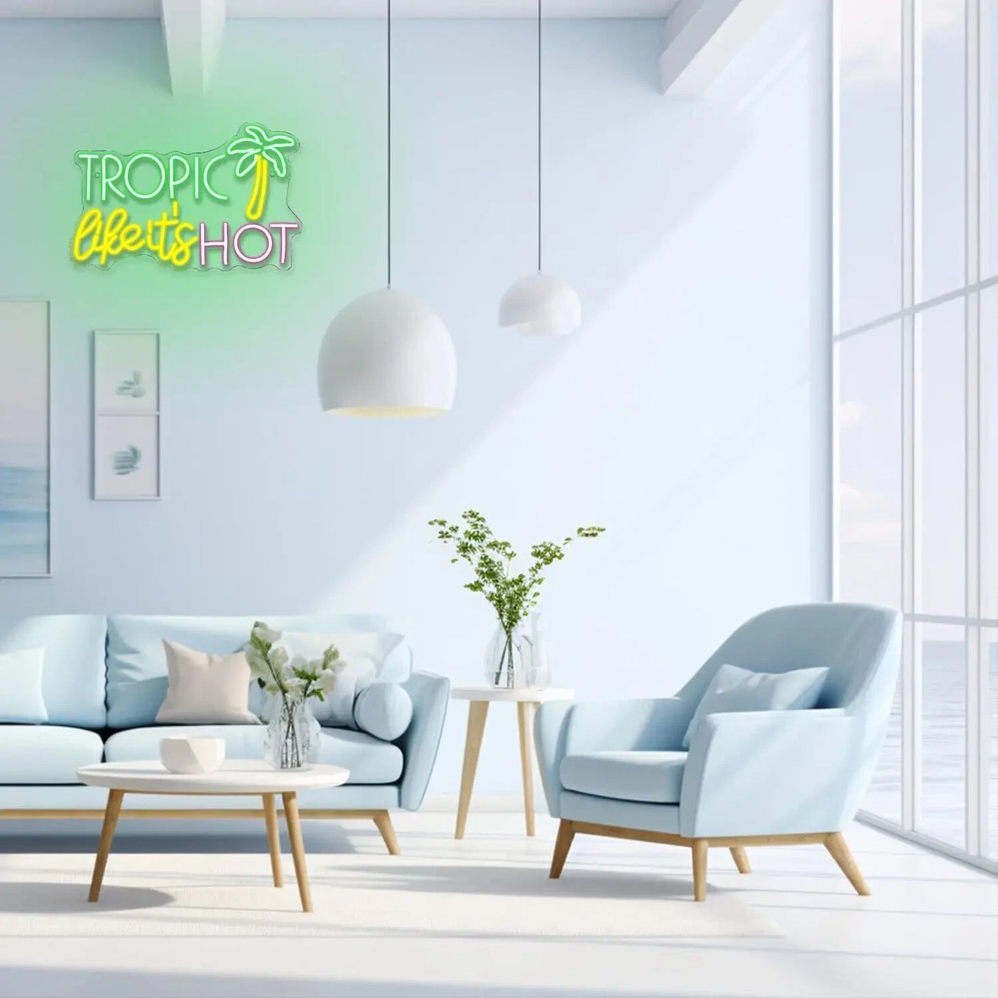 Tropic Like it's Hot Neon Light - LED Palm Sign - Pub Home Cocktail Club etc