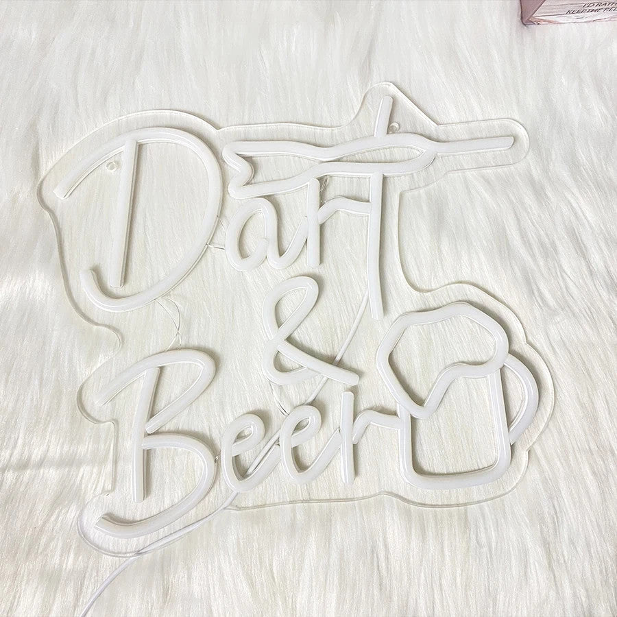 Darts & Beer ! Bar Neon Light - Pub Sign - Home Club etc LED Pint Dart Man Cave