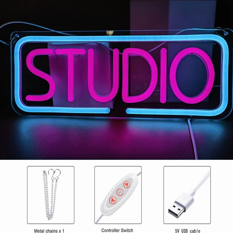 STUDIO Neon Sign - LED Light For MAN CAVE Home Club Etc - Wall Hanging USB
