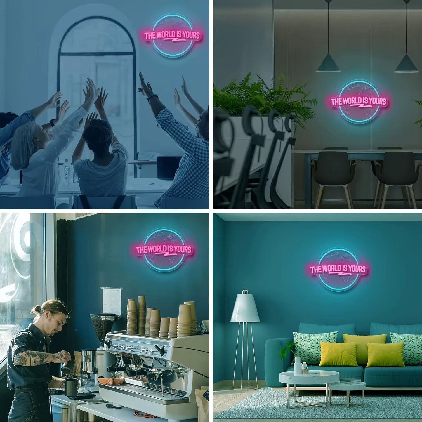 The World Is Yours Neon Light - Carved Planet LED Sign - Office Bedroom Bar etc