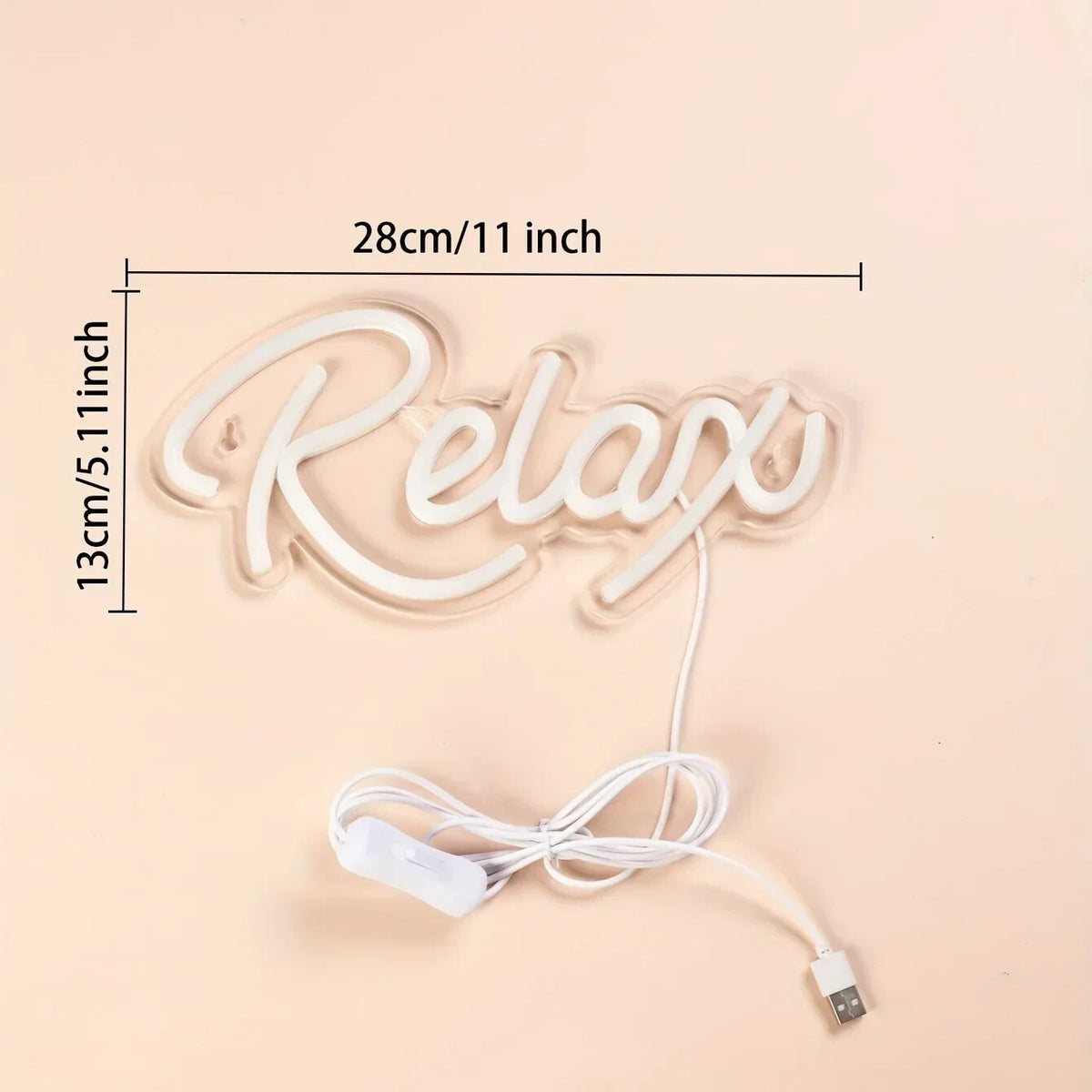 Relax Neon Sign - Home LED Light - Office Bedroom Spa Beauty Bar etc USB Powered