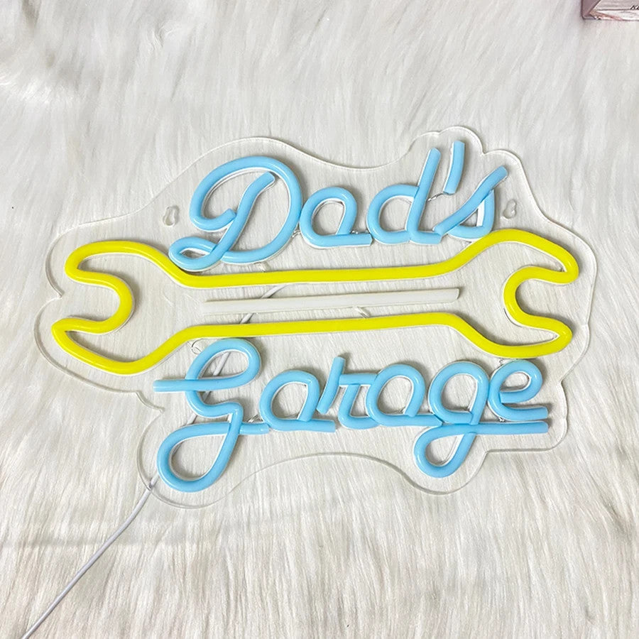 Dad's Garage Workshop Neon Sign - Home LED Light - Man Cave Bar etc Fathers Gift