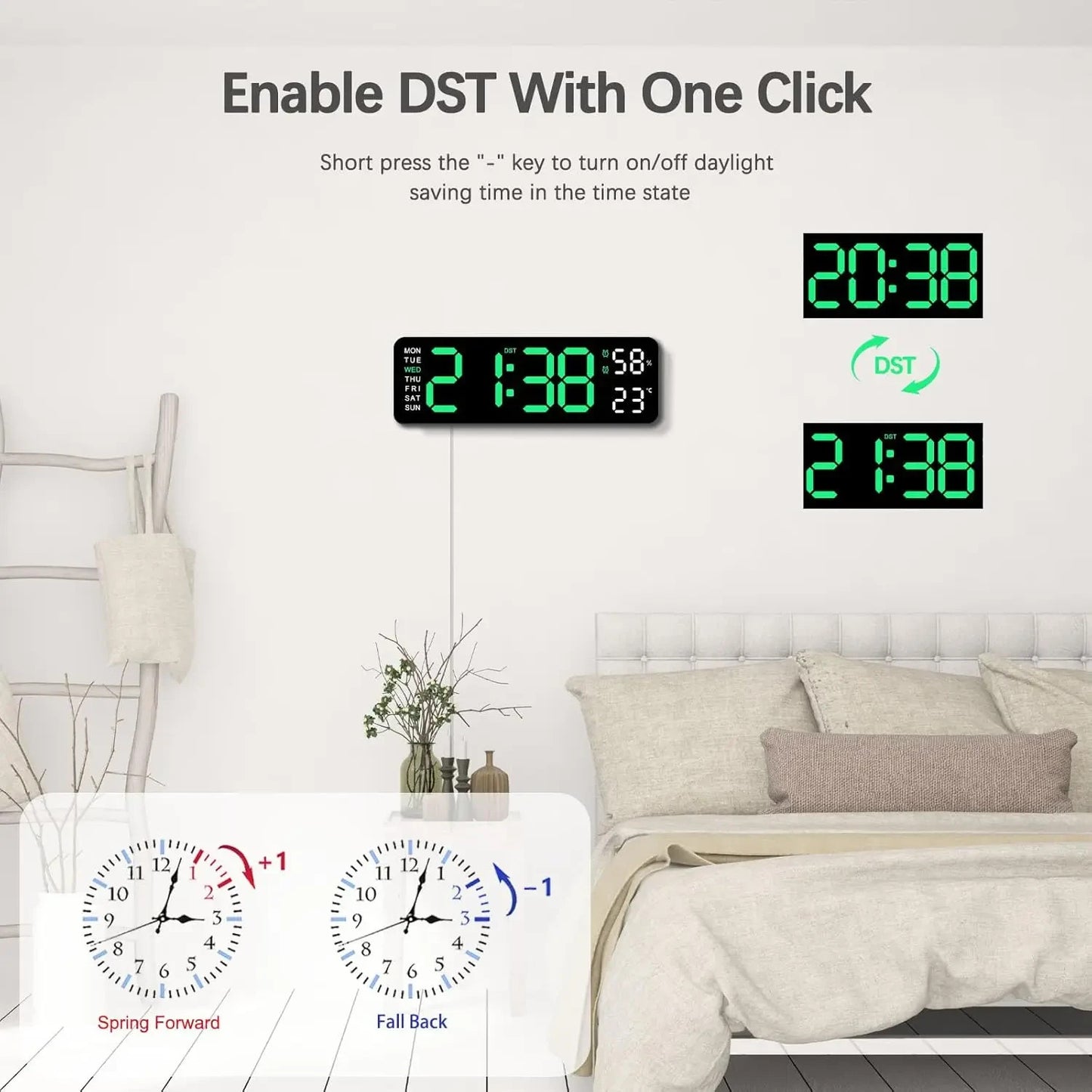 Digital Gym Wall Clock - Alarm Temperature / Time & Date gage Fitness Workout