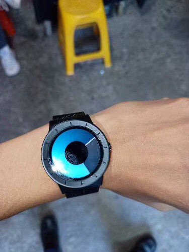 Numberless Watch - Liquid Blue Display - Fathers Day Gift Novelty Unique Unisex