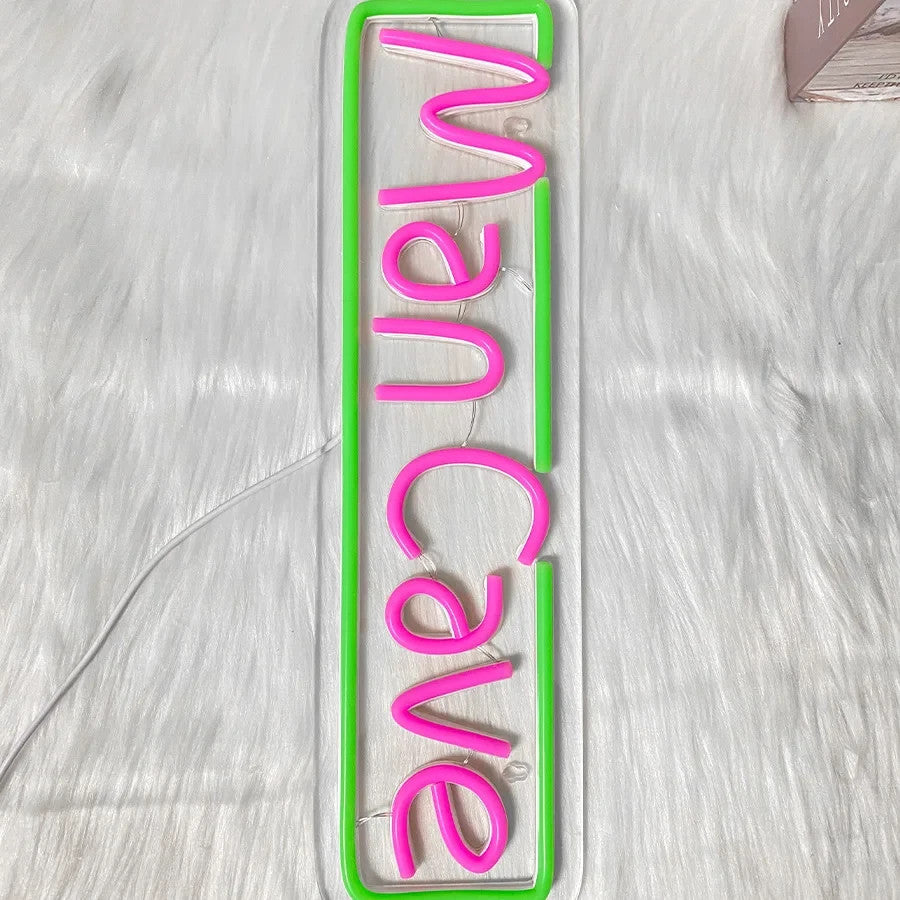 Man Cave Neon Sign - Green LED Light Wall Decor Bar Games Room Home etc