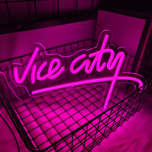 GTA Vice City LED Neon Light - Grand Theft Auto Sign Playstation Retro PS2 Rockstar