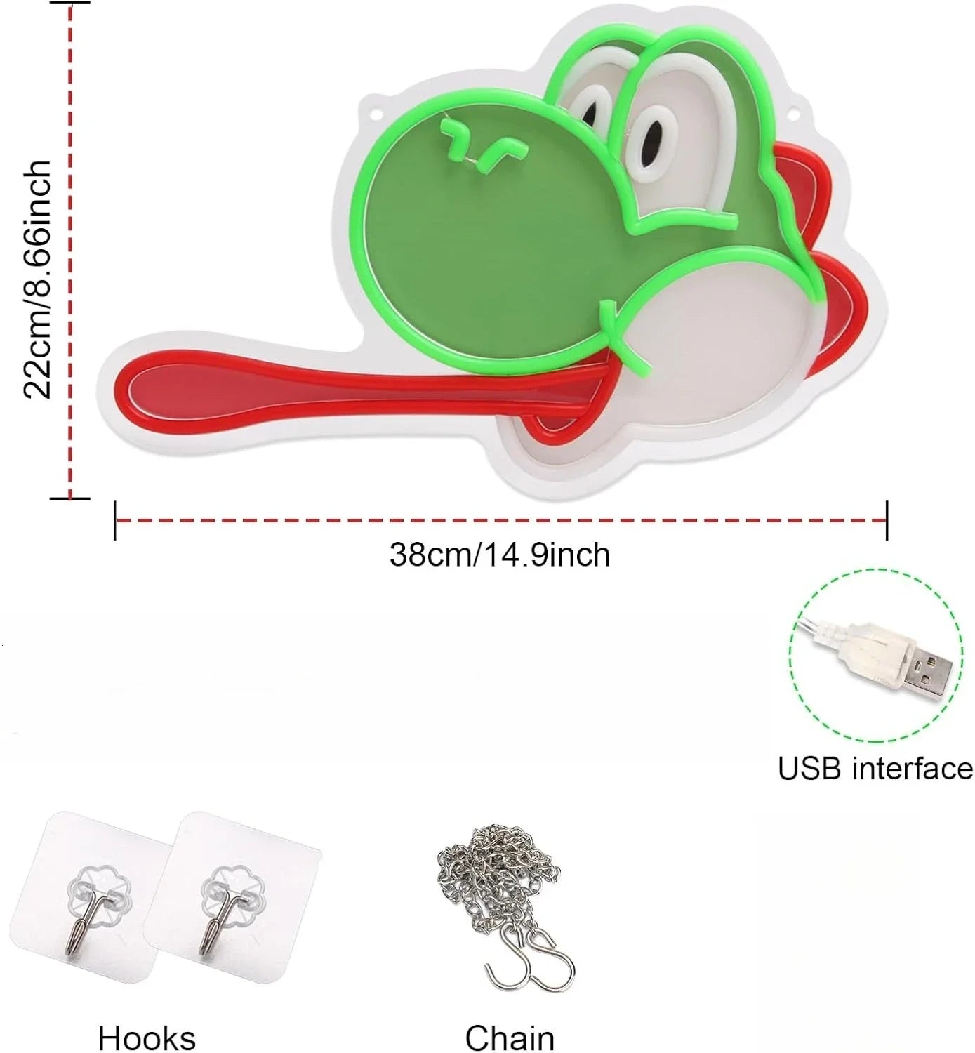 Yoshi Themed Neon Light - Nintendo Retro Gaming Sign Mario