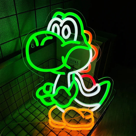 Yoshi / Mario Themed Neon Light - Nintendo Retro Gaming Sign Wall Gift USB