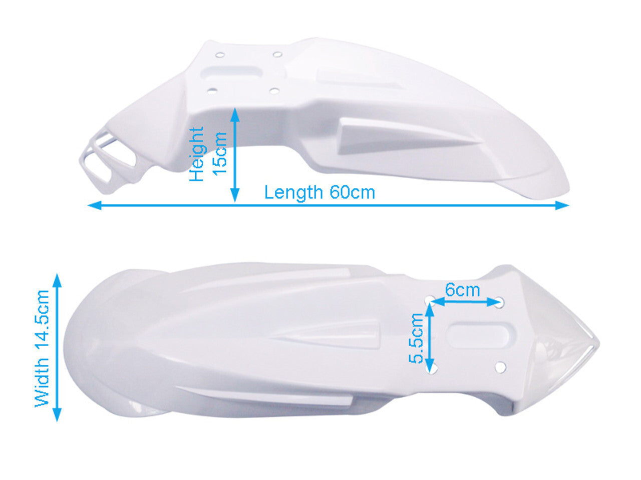 Universal Front Mudguard Fender - Supermoto / Motocross / Enduro White