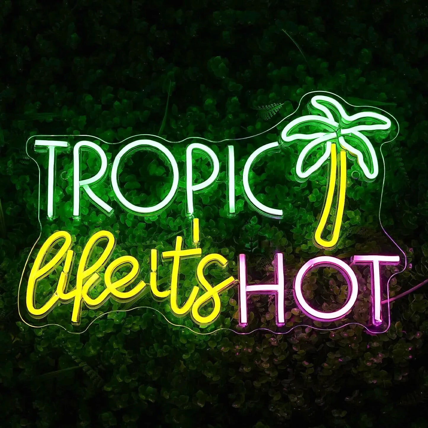 Tropic Like it's Hot Neon Light - LED Palm Sign - Pub Home Cocktail Club etc