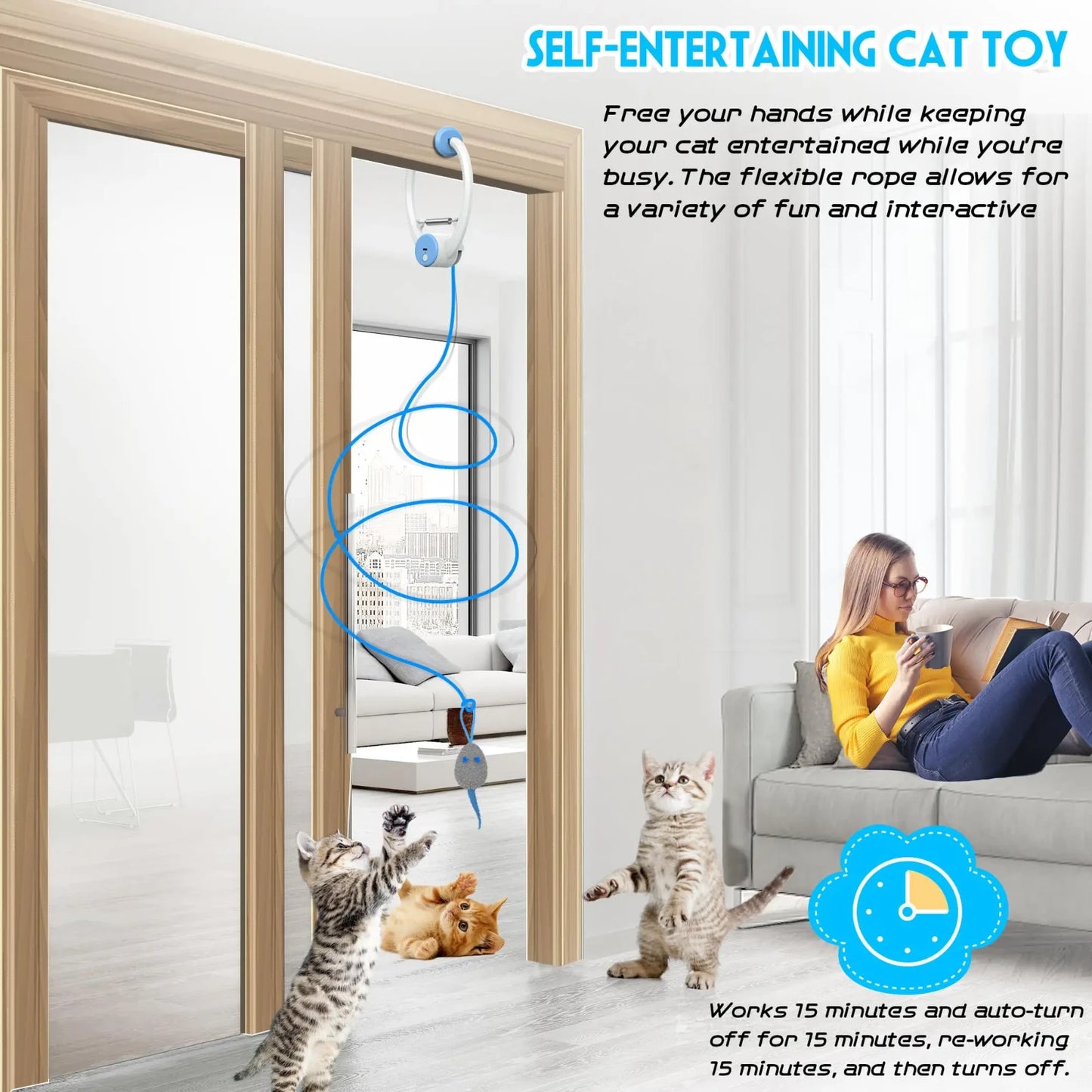 Interactive Door Hanging Cat Toy - Electric powered Automatic String Mice Toys
