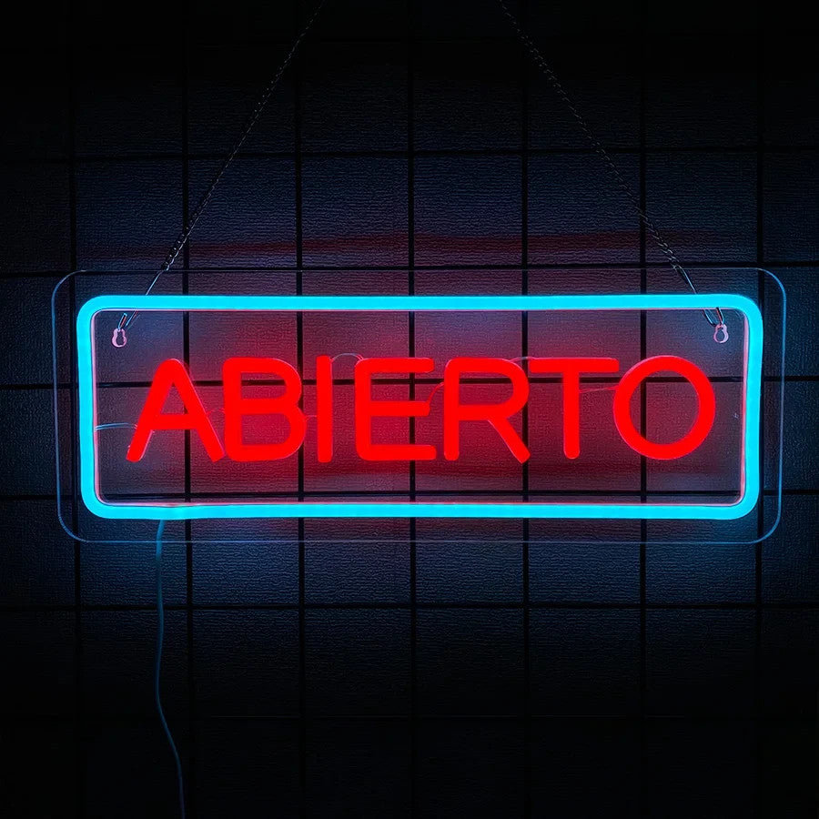 Abierto Neon Sign - Open LED Light - Business Latina Espanol Spanish Language