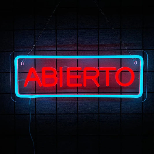 Abierto Neon Sign - Open LED Light - Business Latina Espanol Spanish Language