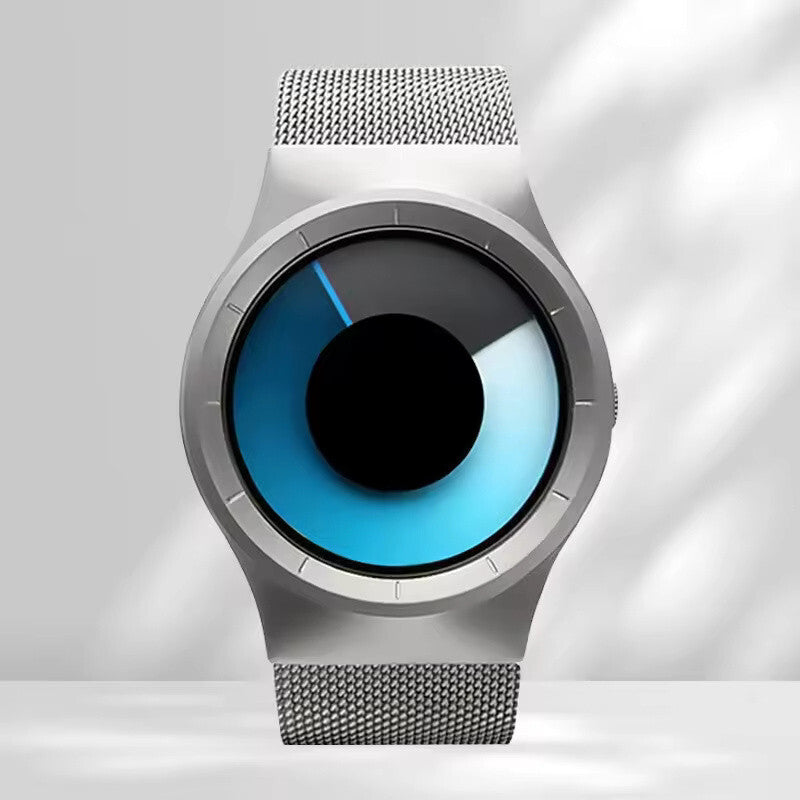 Numberless Watch - Liquid Blue Display - Fathers Day Gift Novelty Unique Unisex