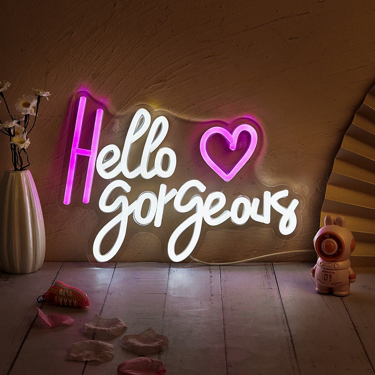 Hello Gorgeous - Neon Sign -Hair Dresser Beauty Salon Nails Lips Light LED