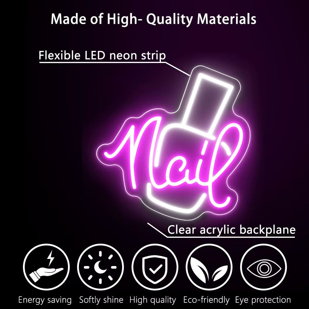 Nail Salon Neon Sign LED Light -Beauty Bar Lights Womens Self Care Room Nails