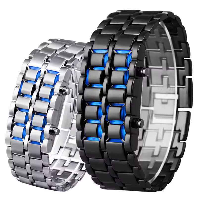 Mens Digital Lava Wrist Watch - Blue LED Display - Fathers Day Gift Unique Xmas