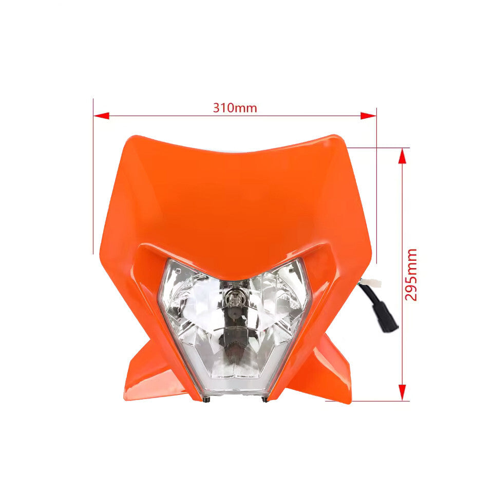 Universal Supermoto Enduro Headlight - For KTM Suzuki Yamaha Motorcycle ORANGE