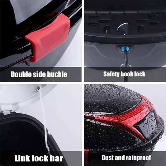 32 L Motorcycle Tail box Helmet Top Case Motorbike Luggage Storage Carrier Black