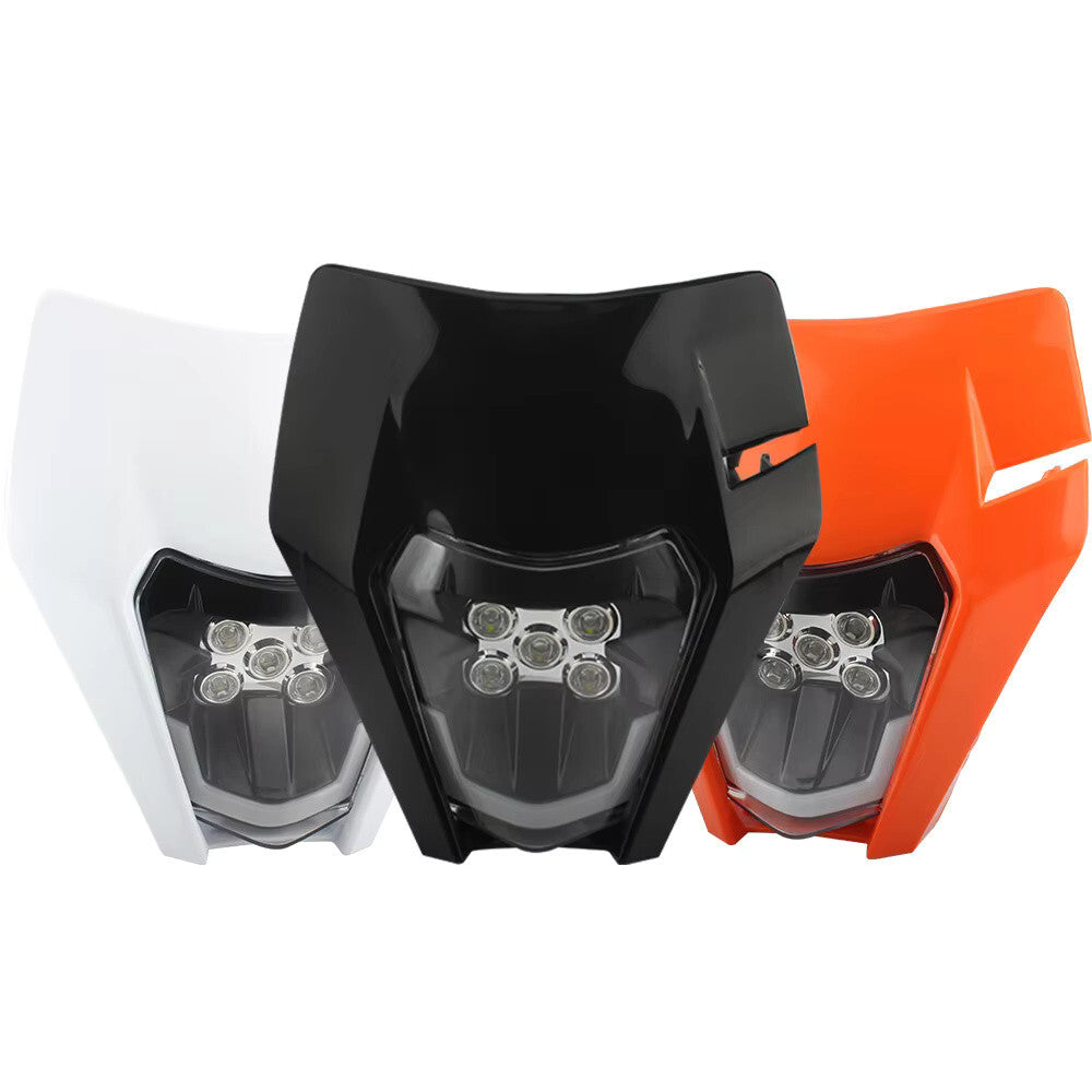 Universal Supermoto LED Headlight - For Kawasaki KTM Yamaha WHITE Motorcycle etc