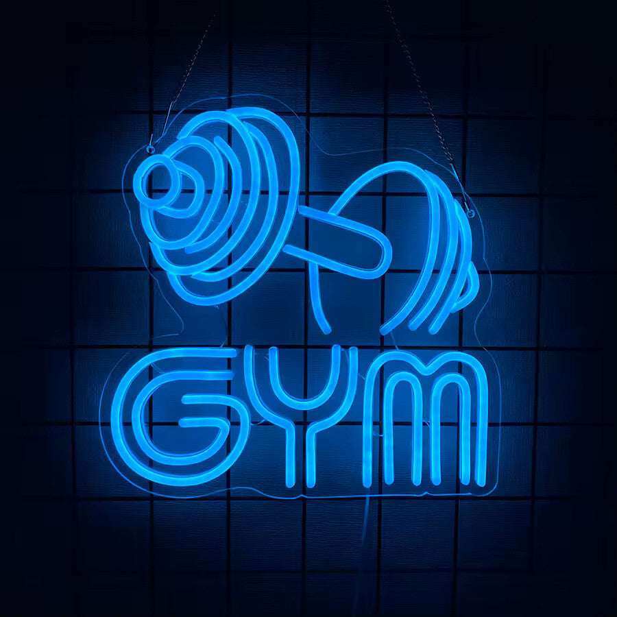 Gym Dumbbell Neon Sign - LED Weightlifting Light – Fitness Barbell USB Powered