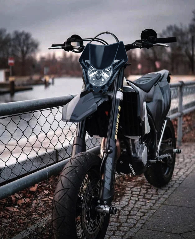 Universal Supermoto Enduro Headlight - For Honda Suzuki Yamaha Motorcycle BLACK