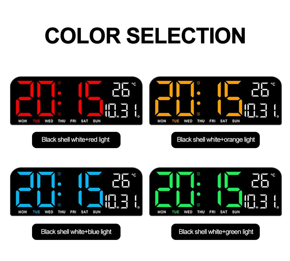 Digital Gym Wall Clock - 24CM Alarm Temperature / Time & Date gage Fitness Yoga