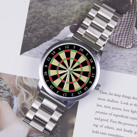 Men's Dartboard Wrist Watch - Analogue Fathers Day Christmas Darts Gift Novelty