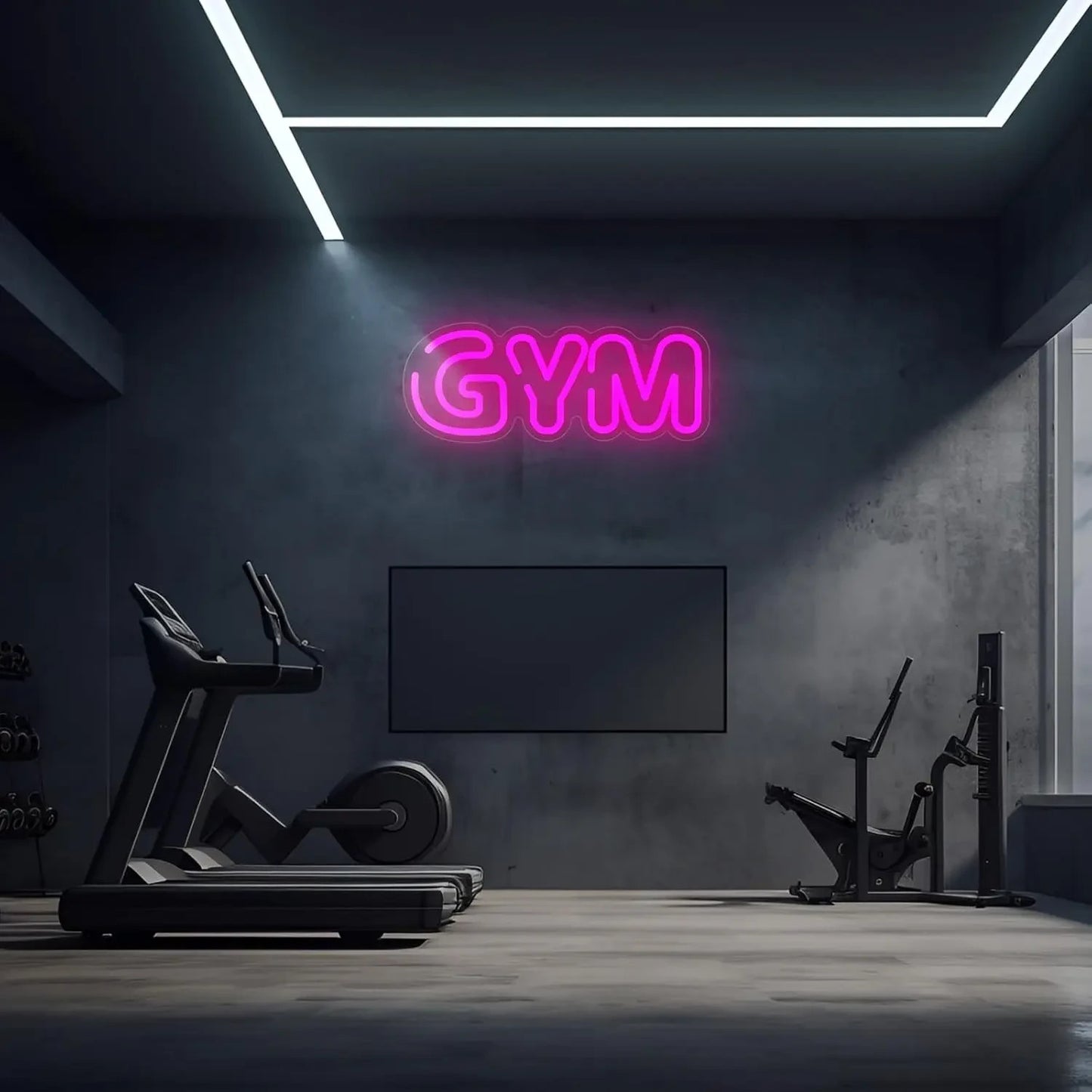 Gym Neon Sign - LED Weightlifting Light – Fitness Club Barbell Dumbbell USB