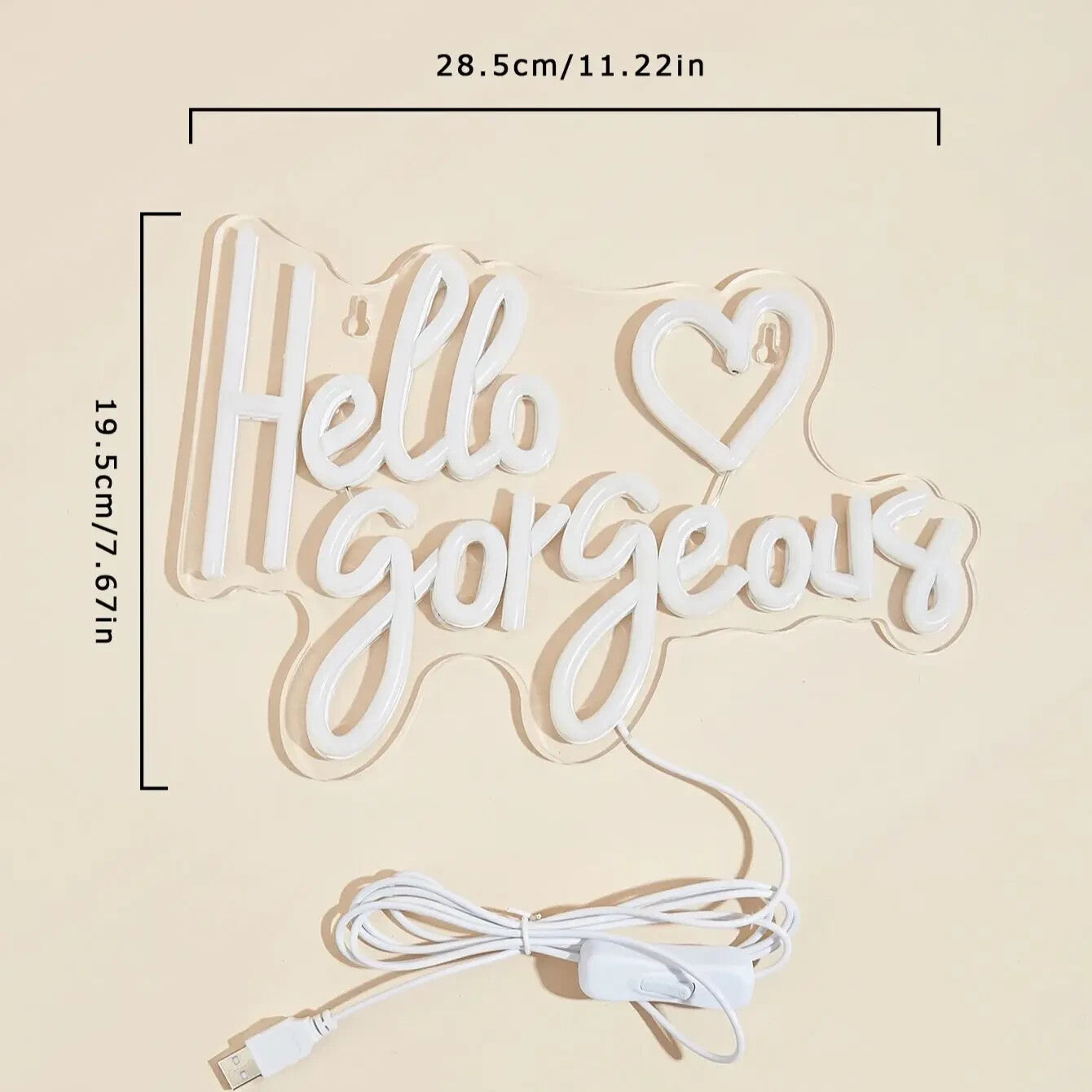Hello Gorgeous - Neon Sign -Hair Dresser Beauty Salon Nails Lips Light LED