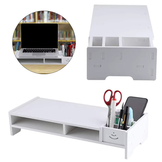 Computer Desktop Monitor Riser & Laptop Stand with Storage Organizer