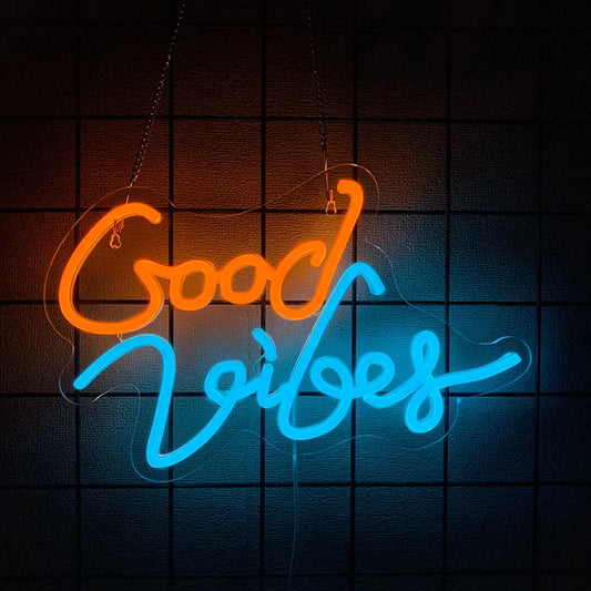 Good Vibes Neon Sign - Home LED Light - Office Bedroom Spa Bar etc USB Powered