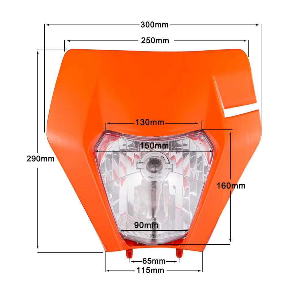 Universal Supermoto Enduro Headlight - For KTM Suzuki Yamaha Motorcycle ORANGE