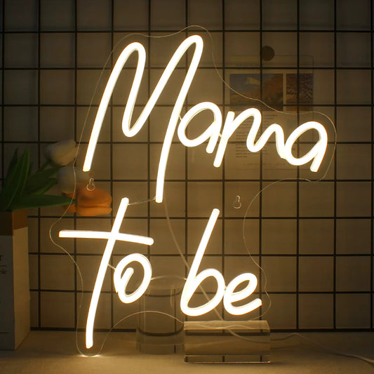 Mama to be Neon Sign - White LED Neon Light - Wall Decor Baby Shower Party USB