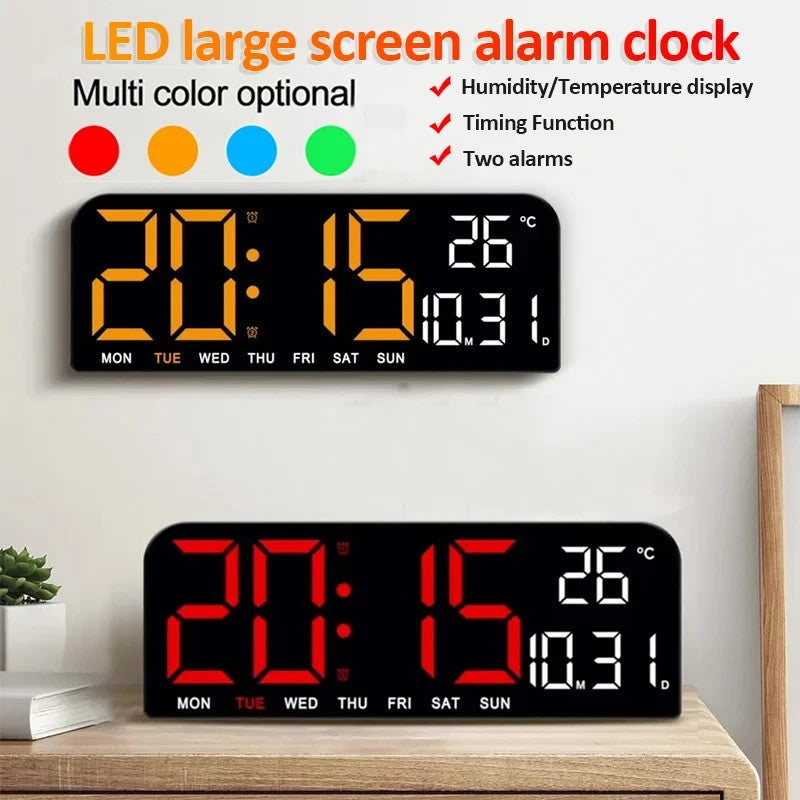 Digital Gym Wall Clock - 24CM Alarm Temperature / Time & Date gage Fitness Yoga