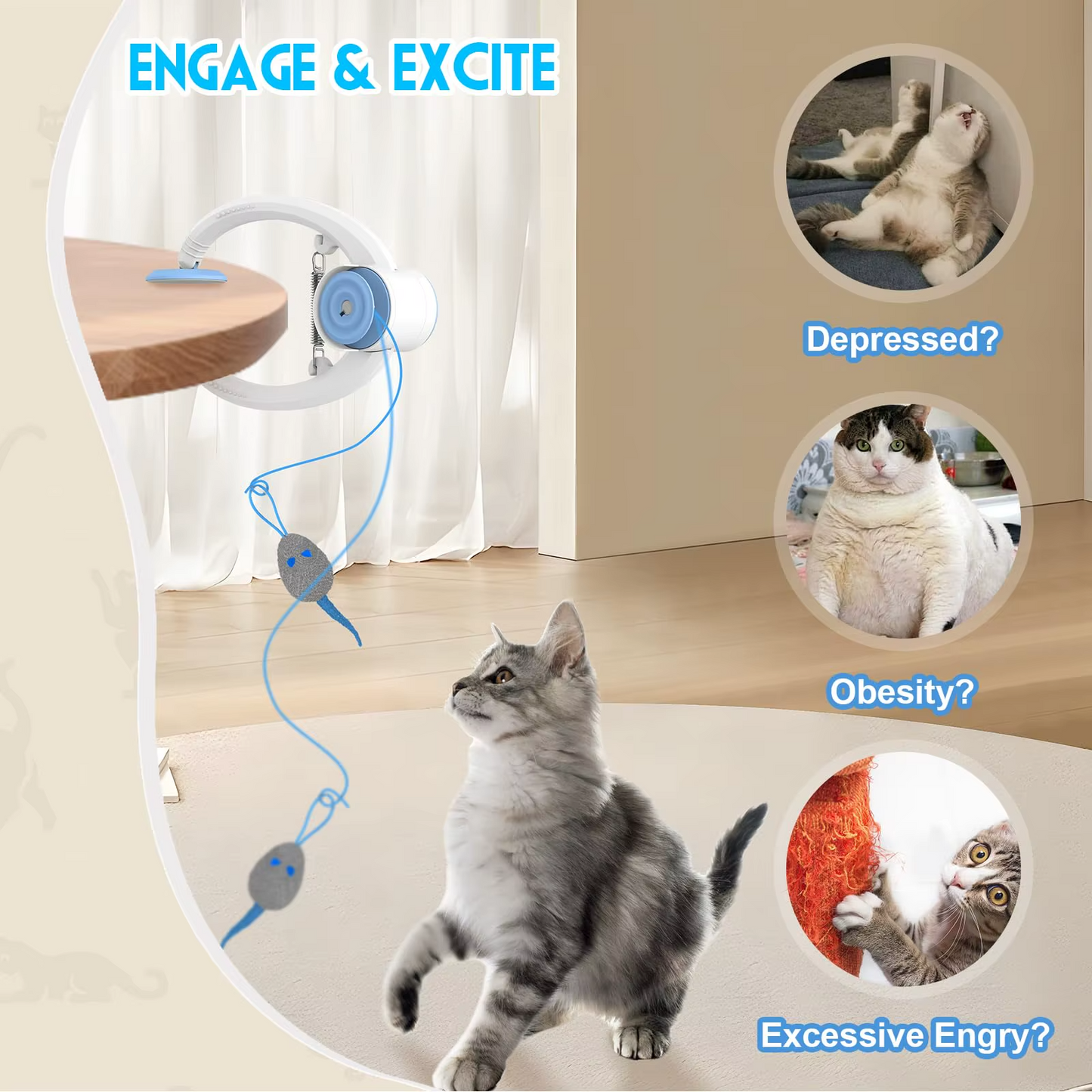 Interactive Door Hanging Cat Toy - Electric powered Automatic String Mice Toys