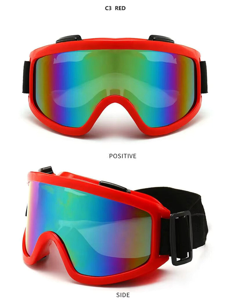 Anti-Fog Ski Goggles - UV400 Adult Men / Women Protection with Dual Lens Red