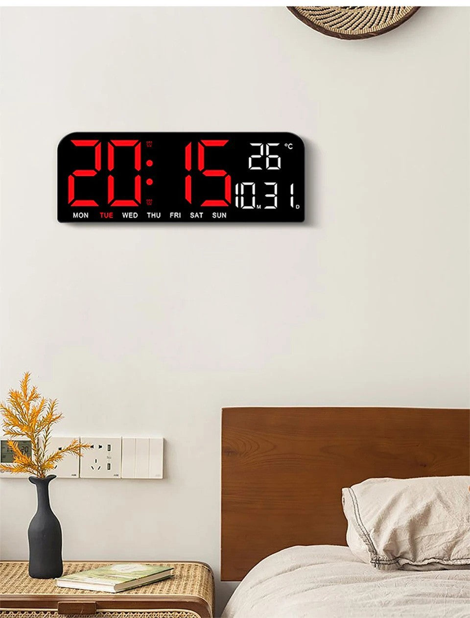 Digital Gym Wall Clock - 24CM Alarm Temperature / Time & Date gage Fitness Yoga