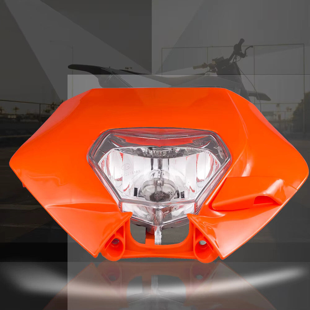 Universal Supermoto Enduro Headlight - For KTM Suzuki Yamaha Motorcycle ORANGE