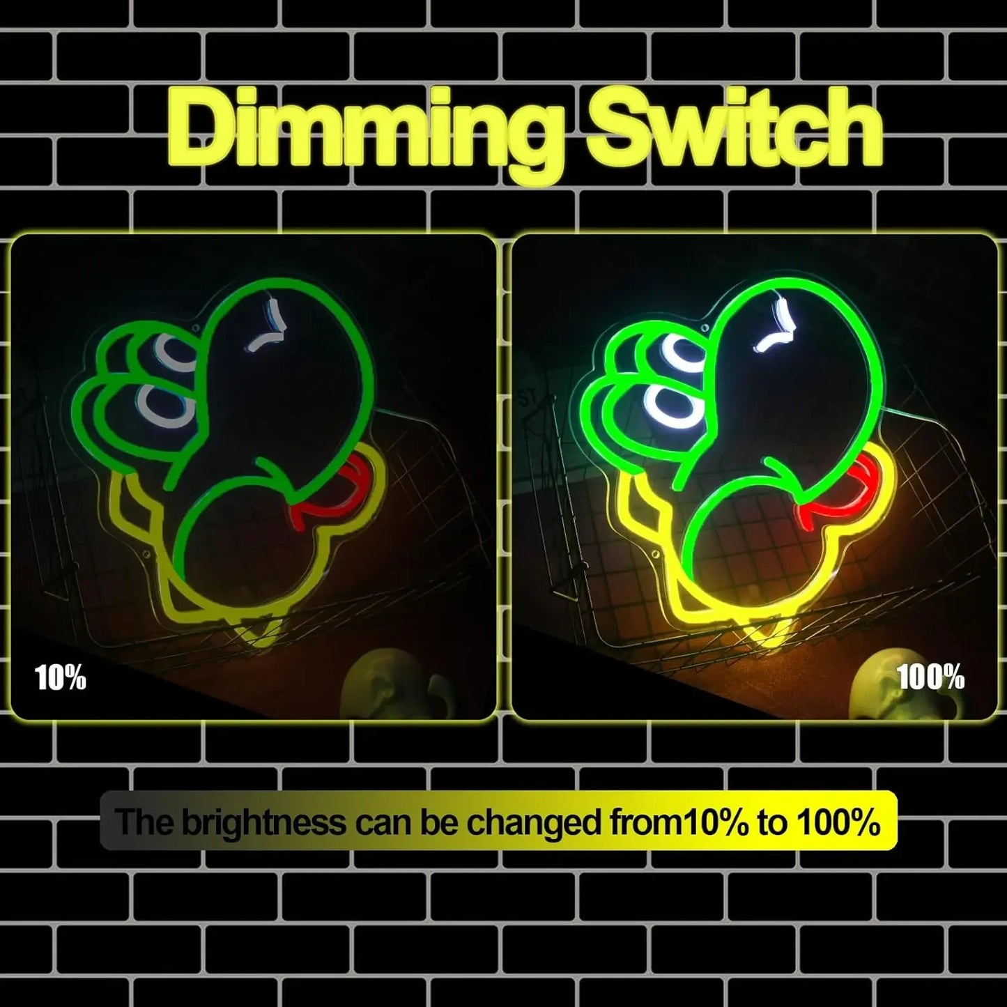 Yoshi / Mario Themed Neon Light - Nintendo Retro Gaming Sign Wall Gift USB