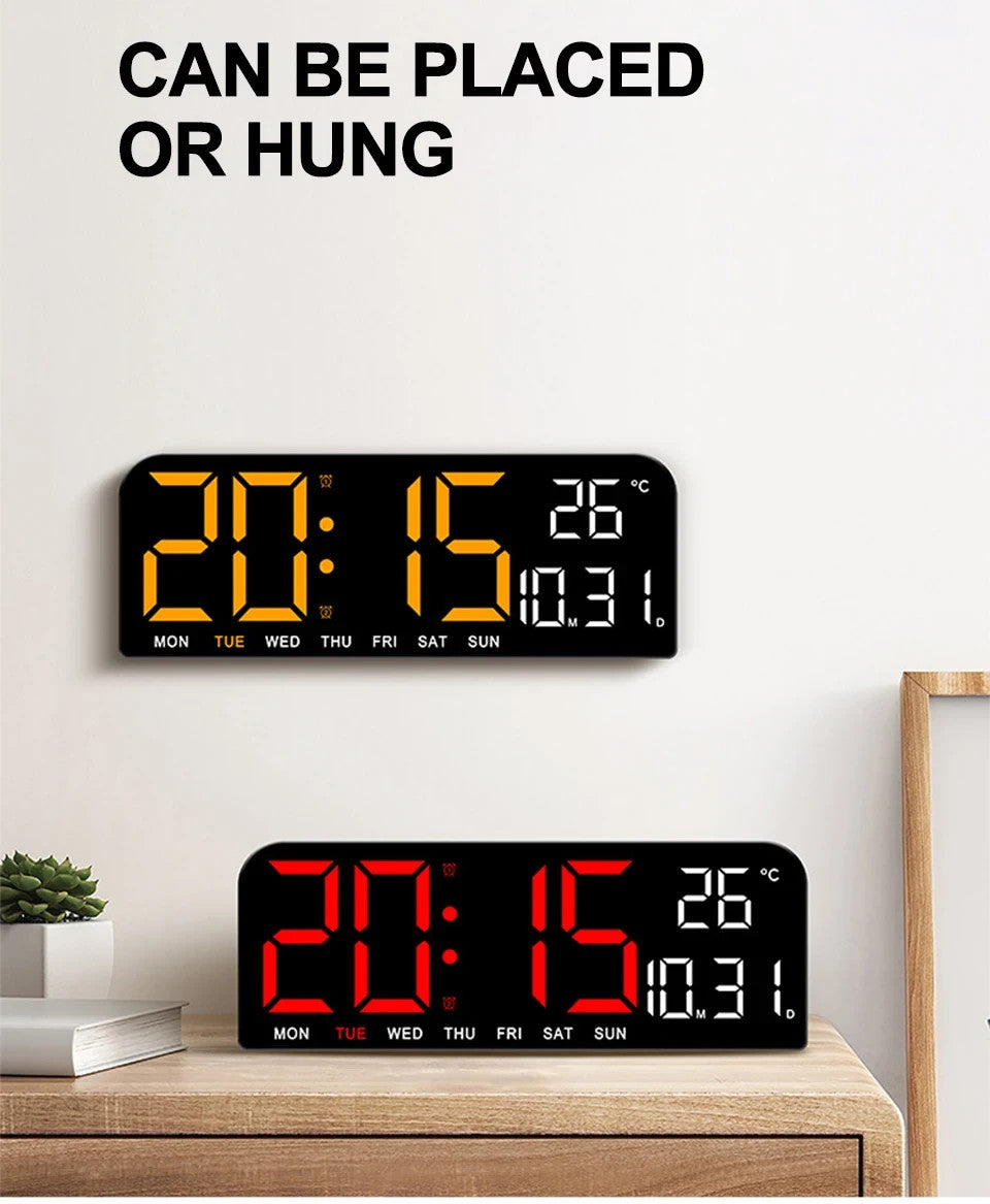 Digital Gym Wall Clock - 24CM Alarm Temperature / Time & Date gage Fitness Yoga