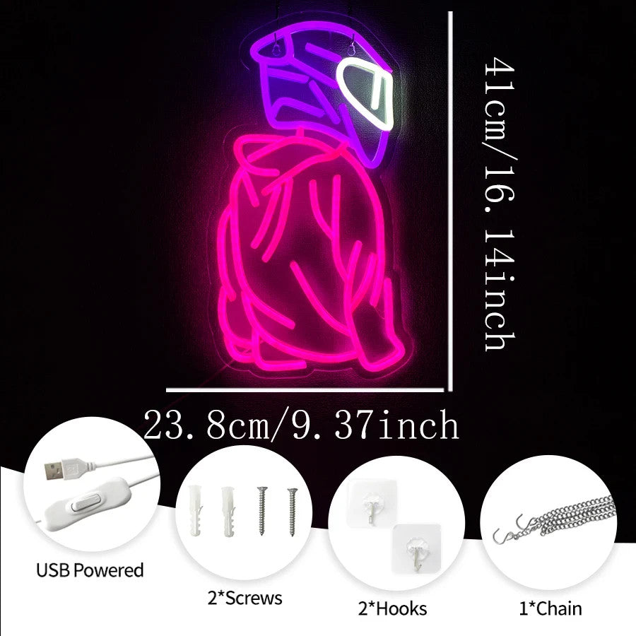 Motorbiker Bike Racer Neon Sign - Home LED Light Man Cave Bar Motorcycle Helmet